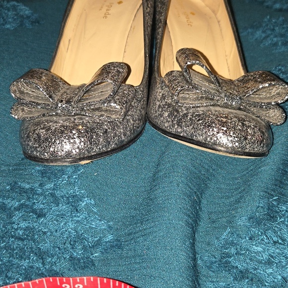 Kate Spade Glitter Bow Round-Toe Pumps in Silver - Picture 8 of 8